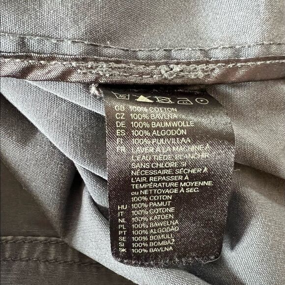 H&M Grey Distressed Ruffle Collar Pleated Cotton Casual Zip Spring Jacket Coat 6 - Picture 7 of 8